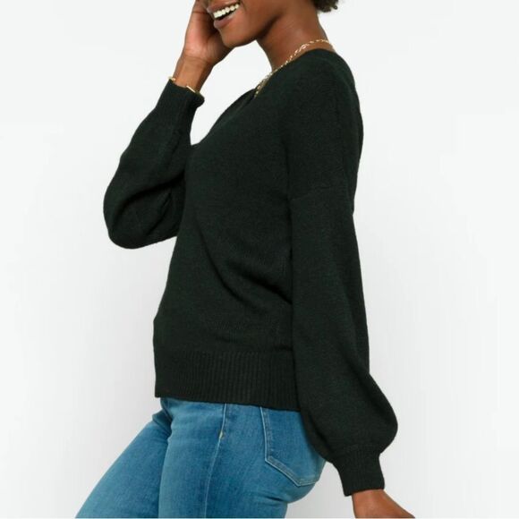 PINK CLOVERJazzie V‎ Neck Sweater Dark Green Small Stitch Fix Nwt - Picture 4 of 7